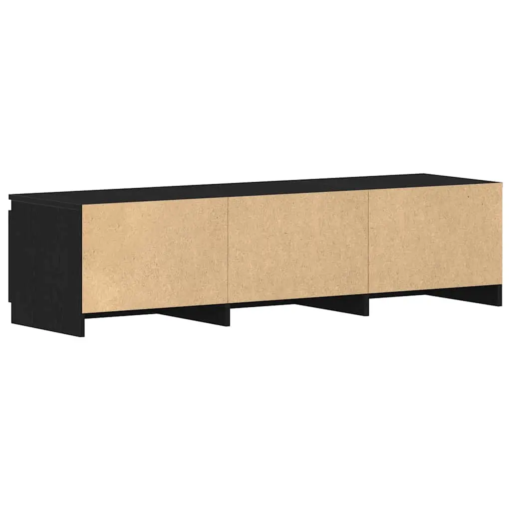 TV Cabinet Black Oak Engineered Wood 140x40x36cm Living Room Storage Unit