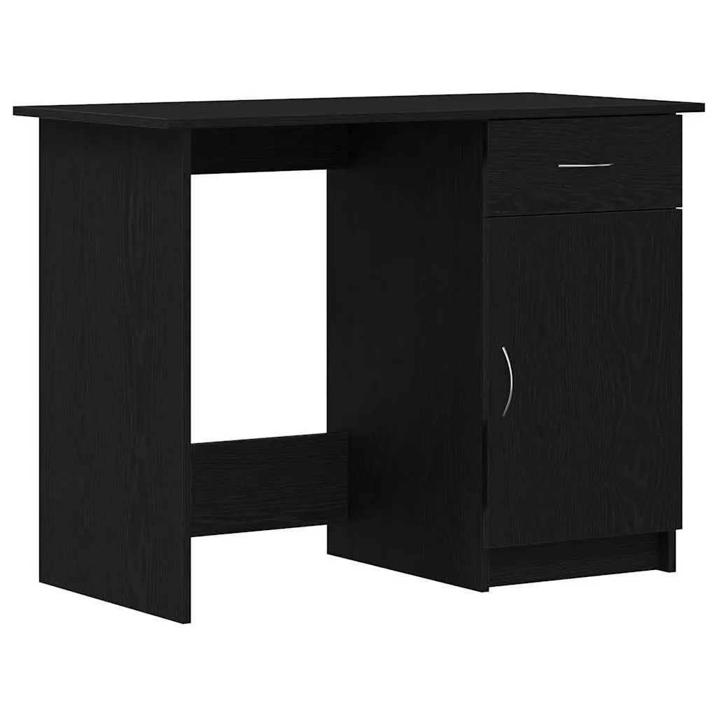 Black Engineered Wood Desk for Home Office