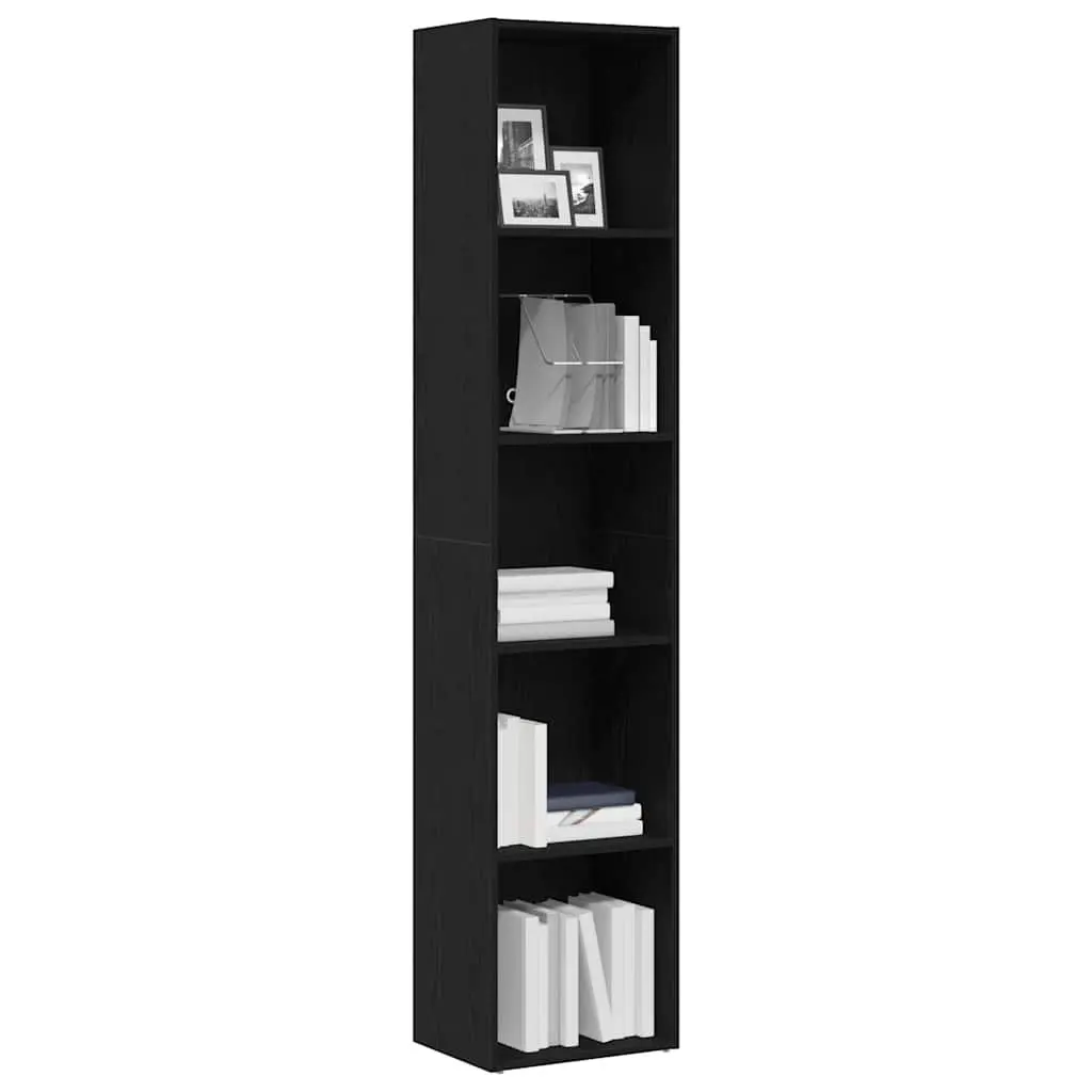 Book Cabinet Black Oak Engineered Wood 40x30x189 cm Storage Shelving