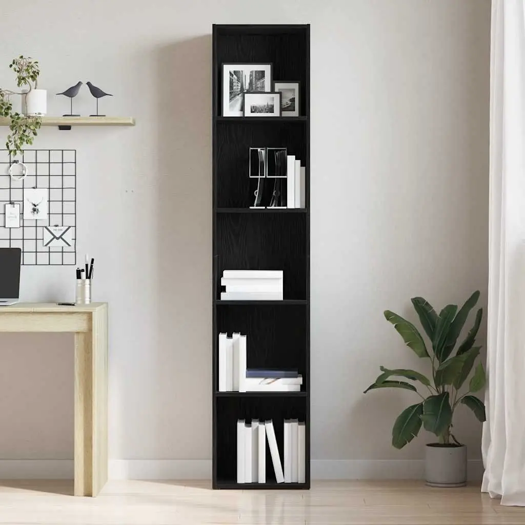 Book Cabinet Black Oak Engineered Wood 40x30x189 cm Storage Shelving