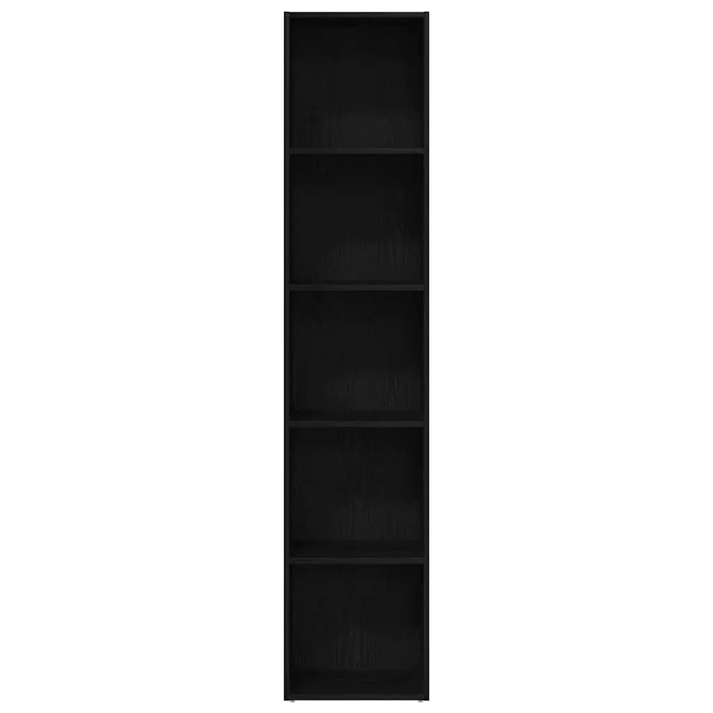 Book Cabinet Black Oak Engineered Wood 40x30x189 cm Storage Shelving