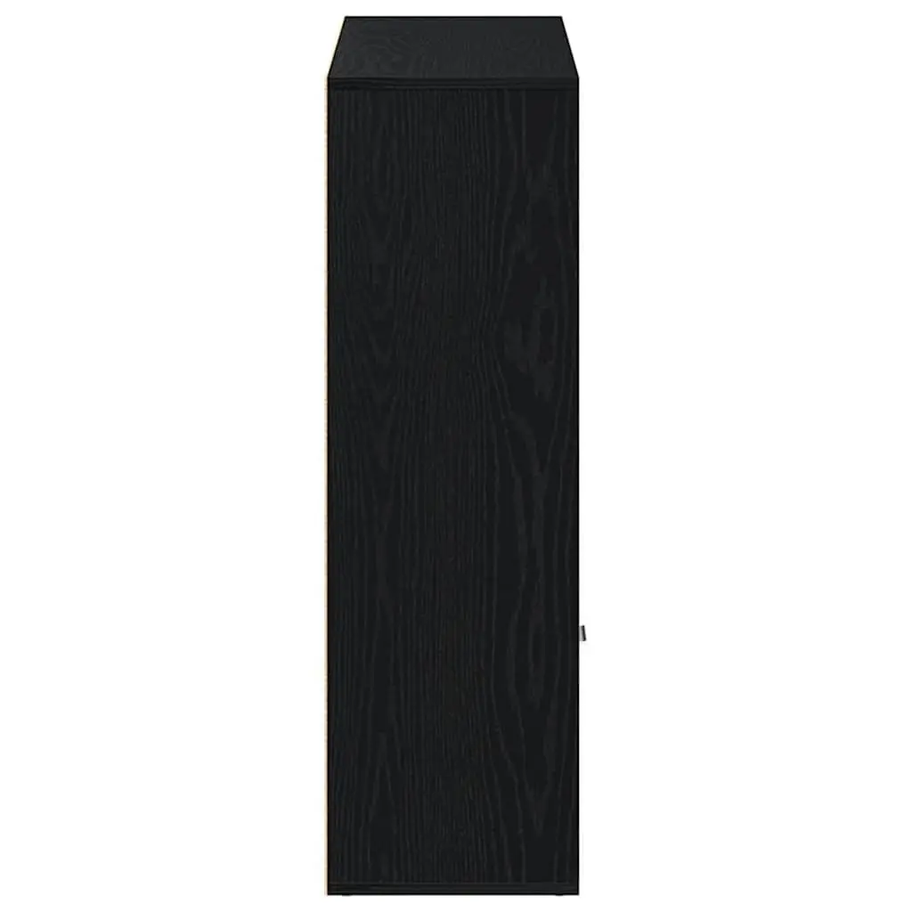 Book Cabinet Black Oak 7 Compartments 2 Doors Engineered Wood