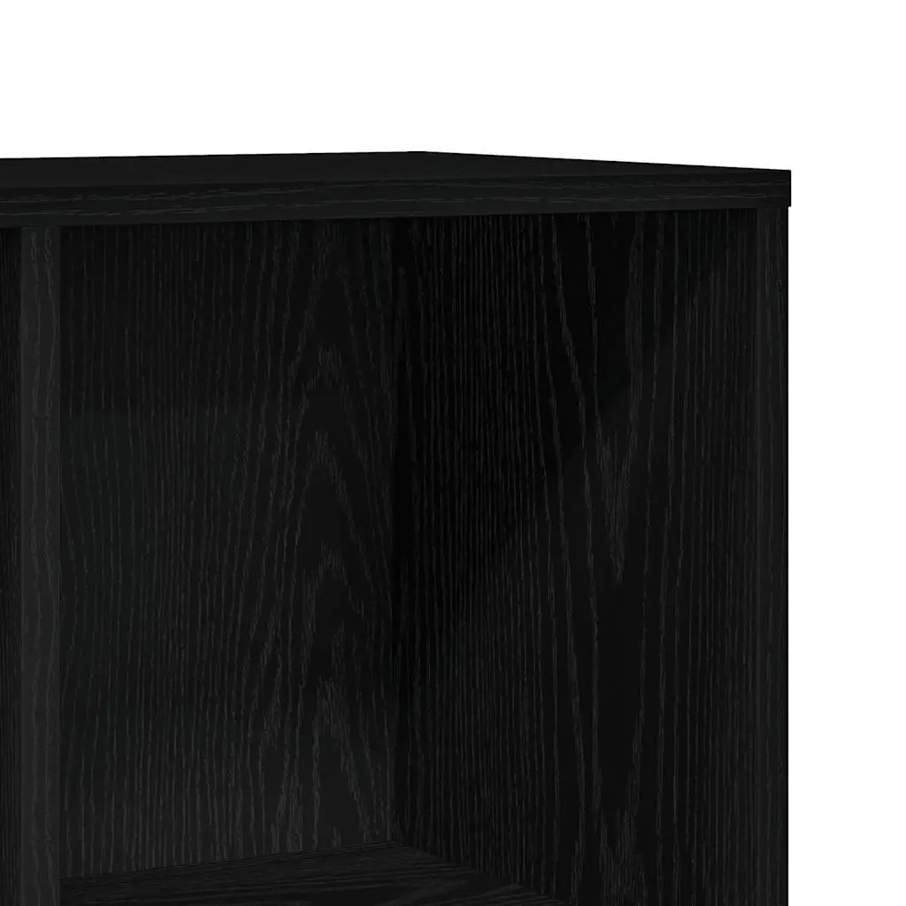 Book Cabinet Black Oak 7 Compartments 2 Doors Engineered Wood