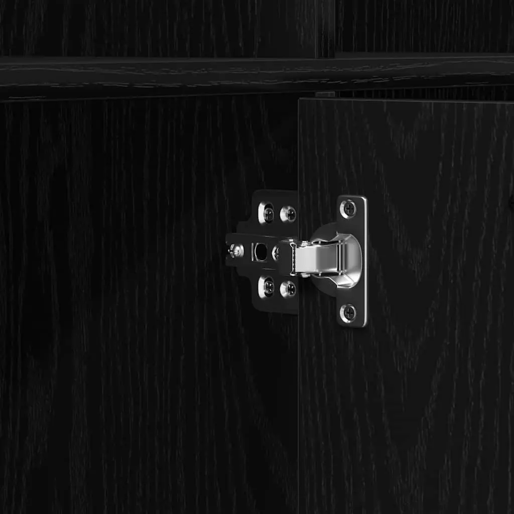 Book Cabinet Black Oak 7 Compartments 2 Doors Engineered Wood