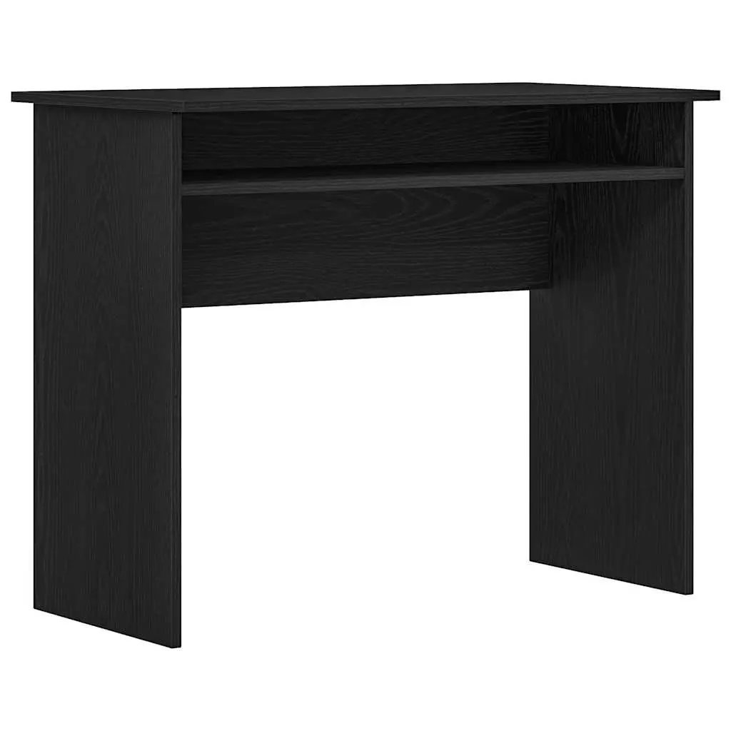 Office Desk Black Oak Engineered Wood 90x50x74cm Storage Gaming Workspace