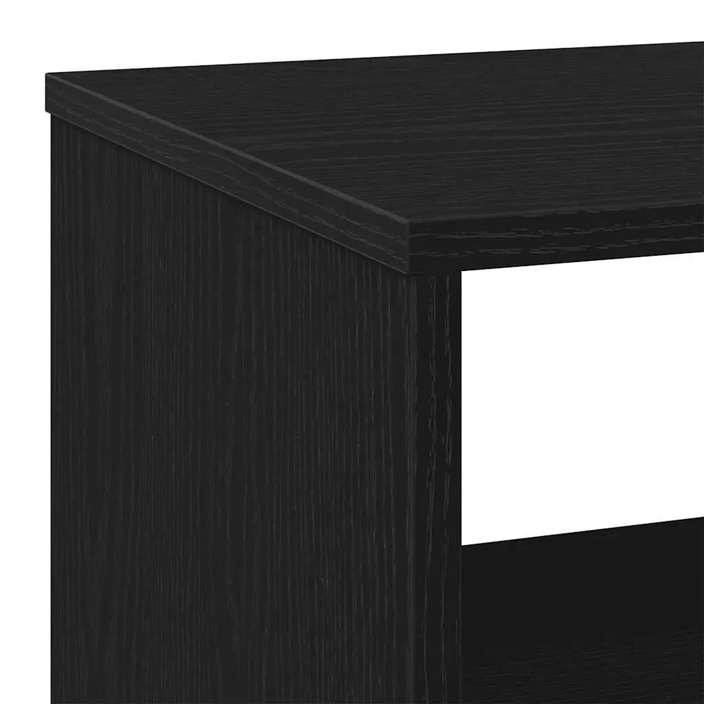 Side Table Black Oak 70x35x60 cm 2-Tier Storage End Table with Swivel Wheels