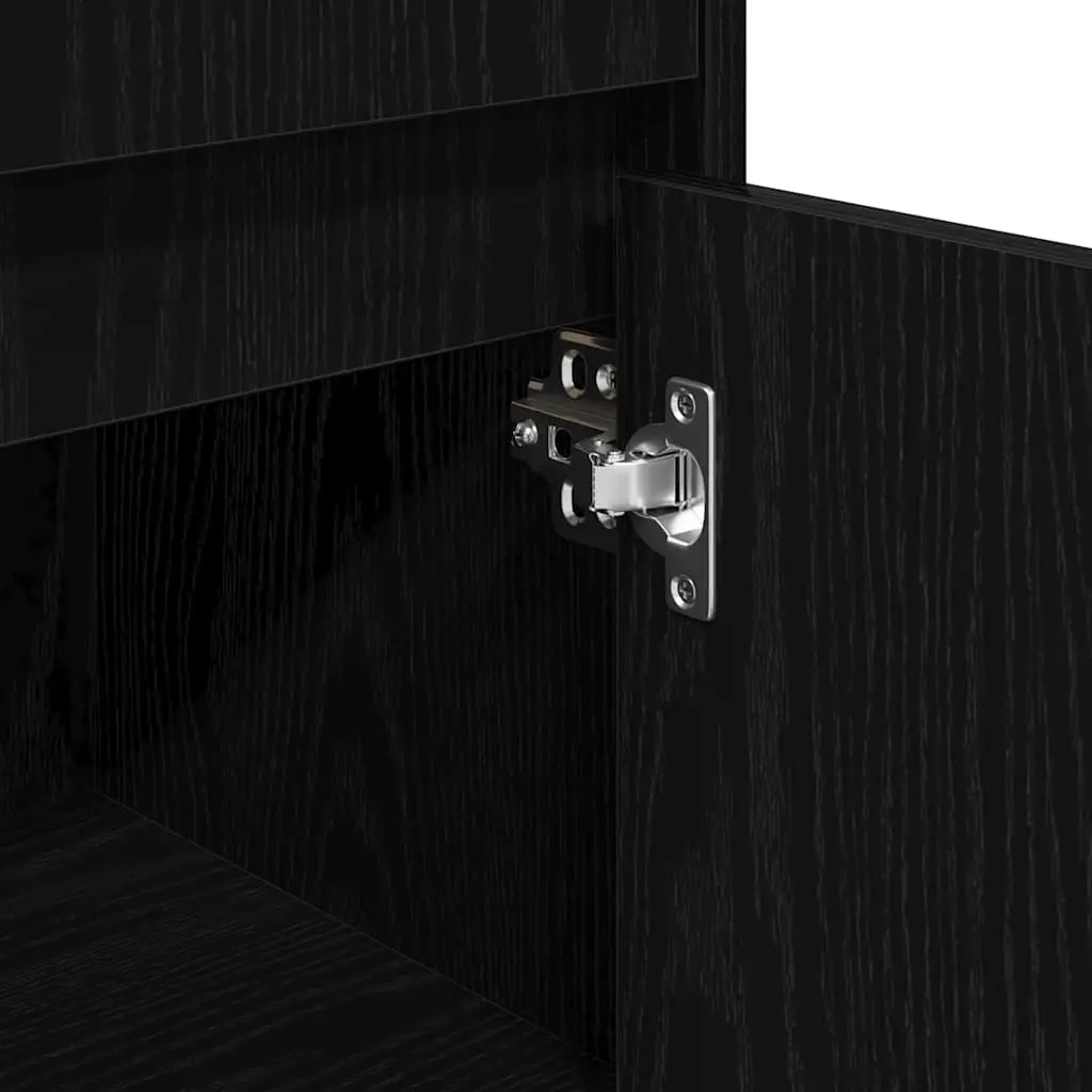 Bathroom Cabinet Modern Black Oak Storage Unit 30 x 30 x 95 cm