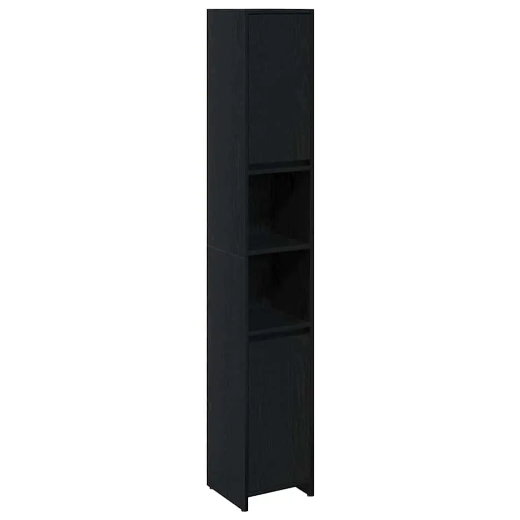 Bathroom Cabinet Black Oak Engineered Wood 30x30x183.5cm