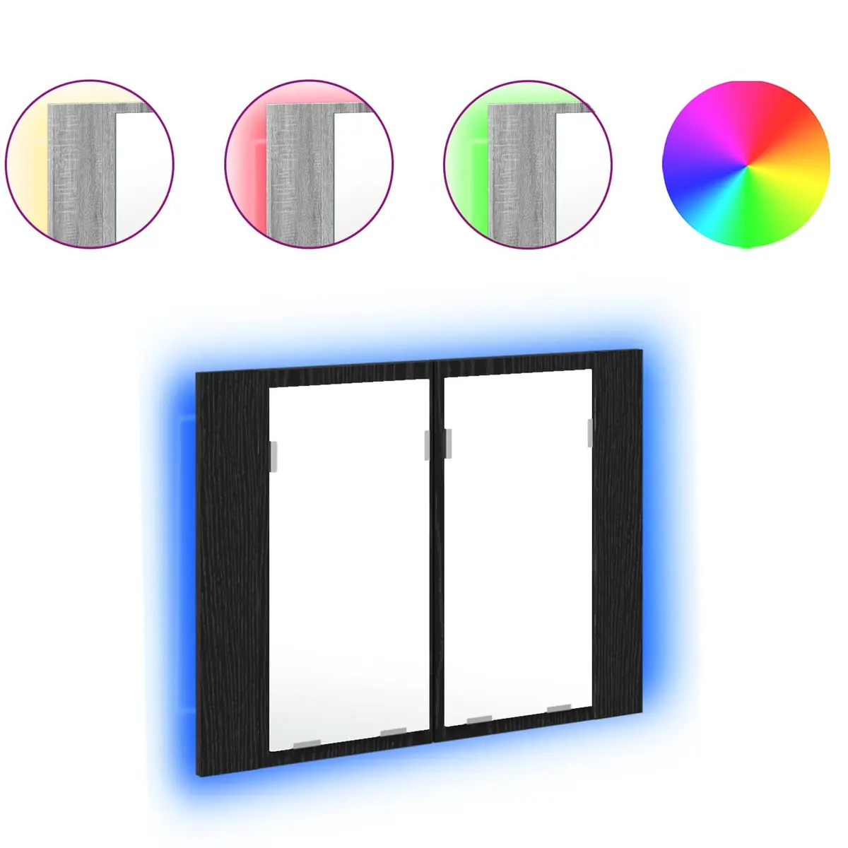 Bathroom Cabinet Wall-Mounted LED Lighting Black Oak 60 x 12 x 45 cm