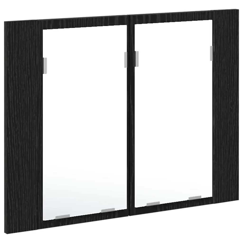 Bathroom Cabinet Wall-Mounted LED Lighting Black Oak 60 x 12 x 45 cm