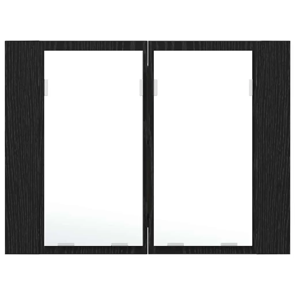 Bathroom Cabinet Wall-Mounted LED Lighting Black Oak 60 x 12 x 45 cm