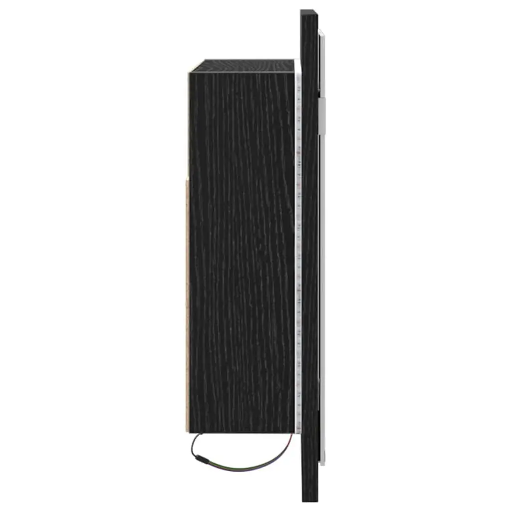 Bathroom Cabinet Wall-Mounted LED Lighting Black Oak 60 x 12 x 45 cm