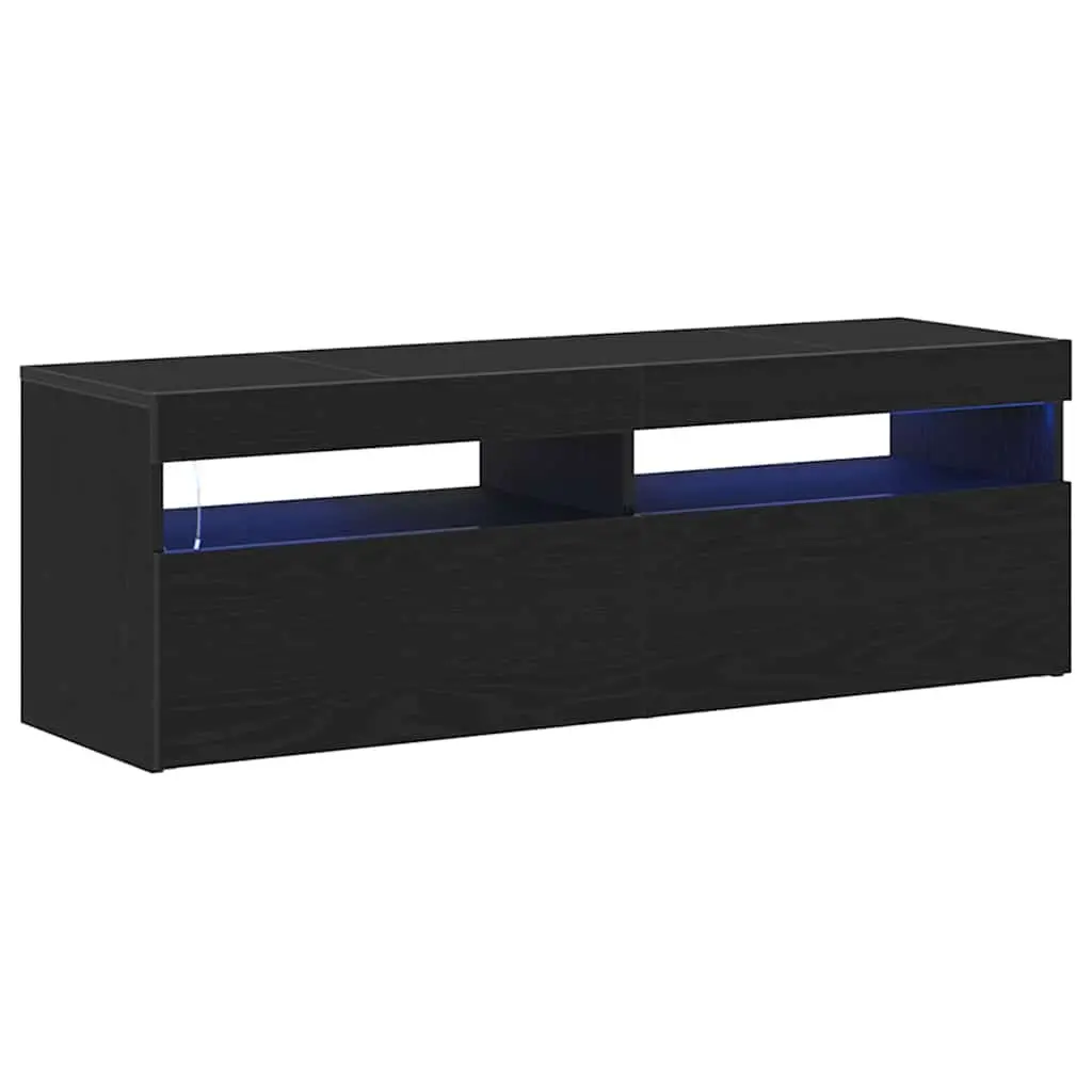 TV Cabinet with LED Lighting Black Oak 120cm