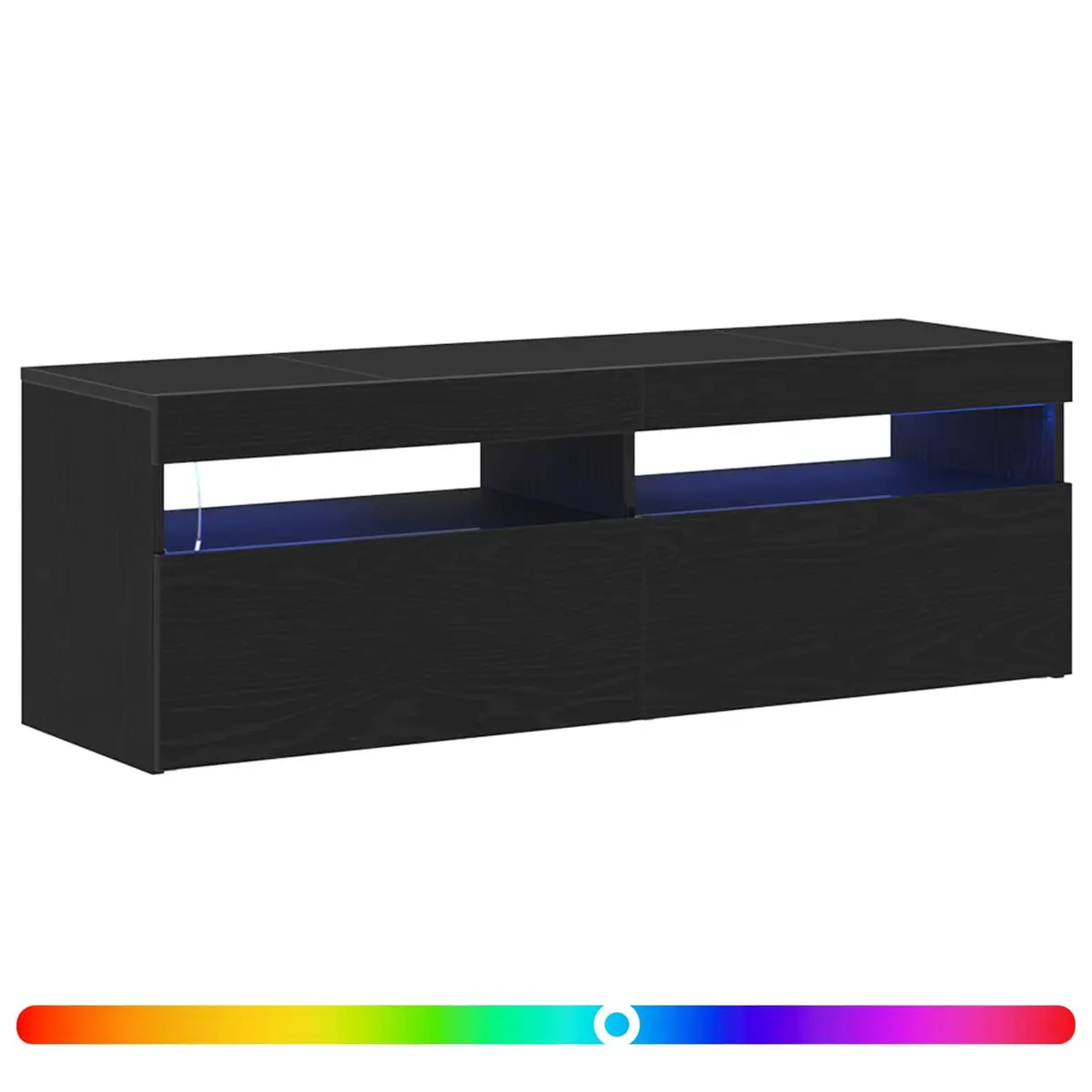TV Cabinet with LED Lighting Black Oak 120cm