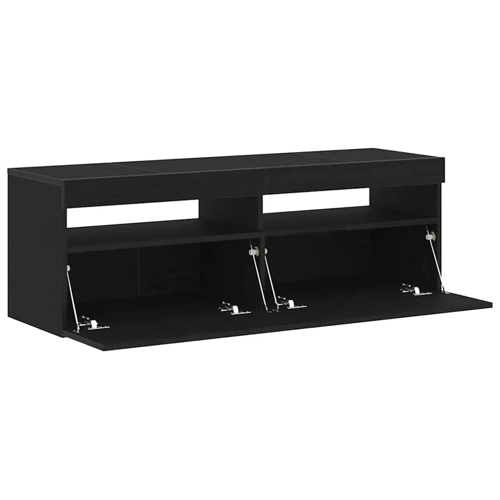 TV Cabinet with LED Lighting Black Oak 120cm