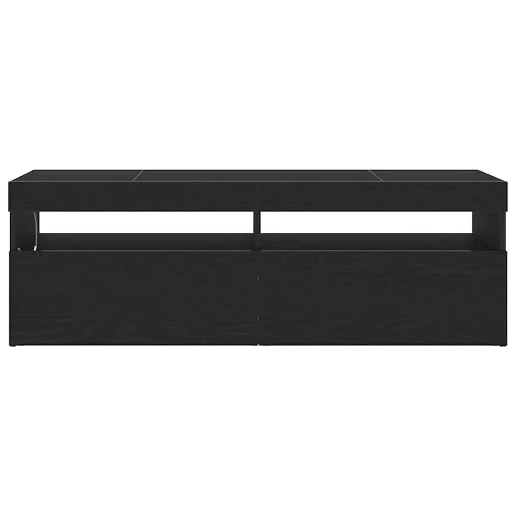 TV Cabinet with LED Lighting Black Oak 120cm