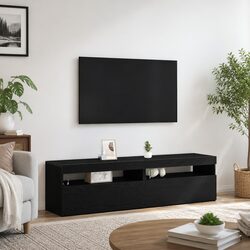 TV Cabinet 2 pcs Black 75 x 35 x 40 cm Engineered Wood Lowboard Storage Unit