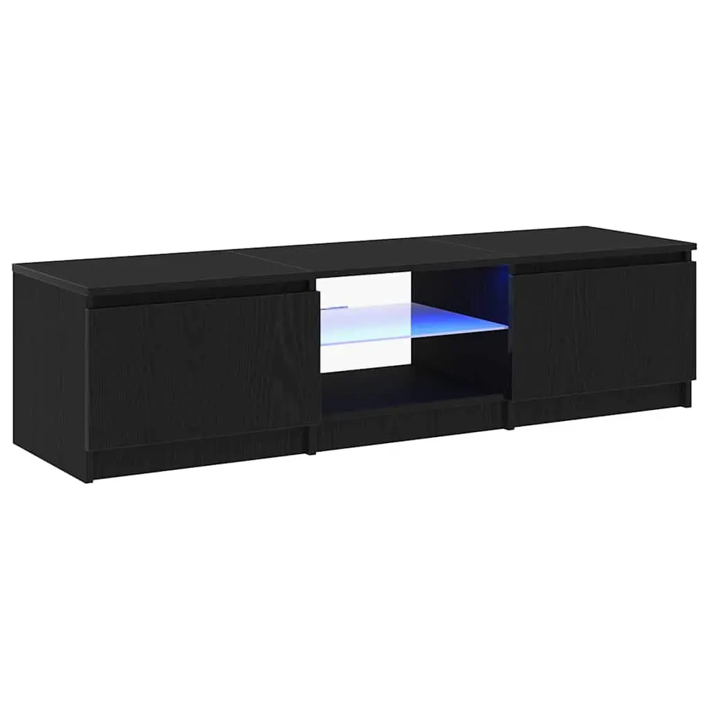Black Oak TV Cabinet with Shelves