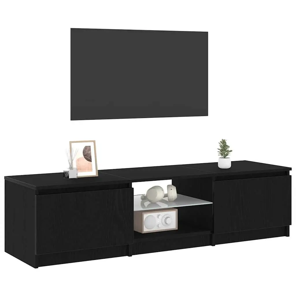 Black Oak TV Cabinet with Shelves