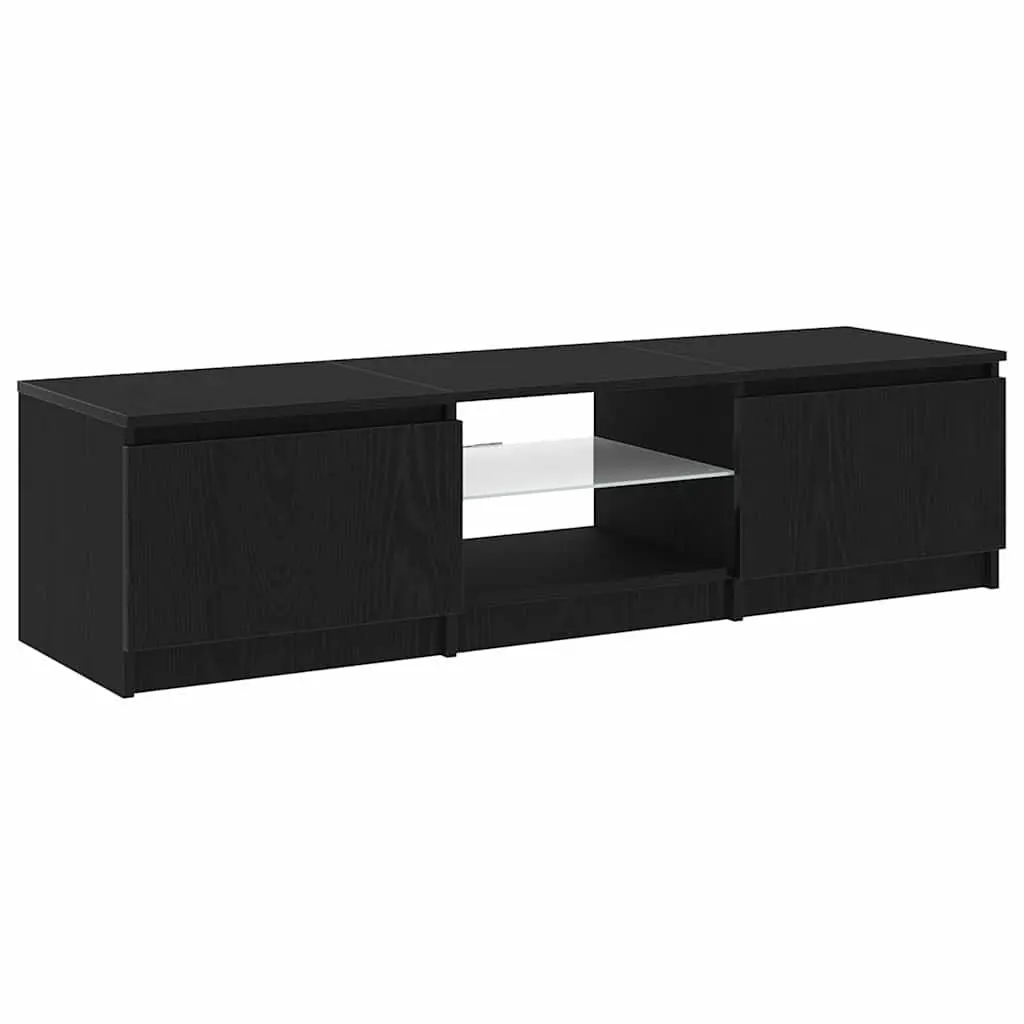 Black Oak TV Cabinet with Shelves