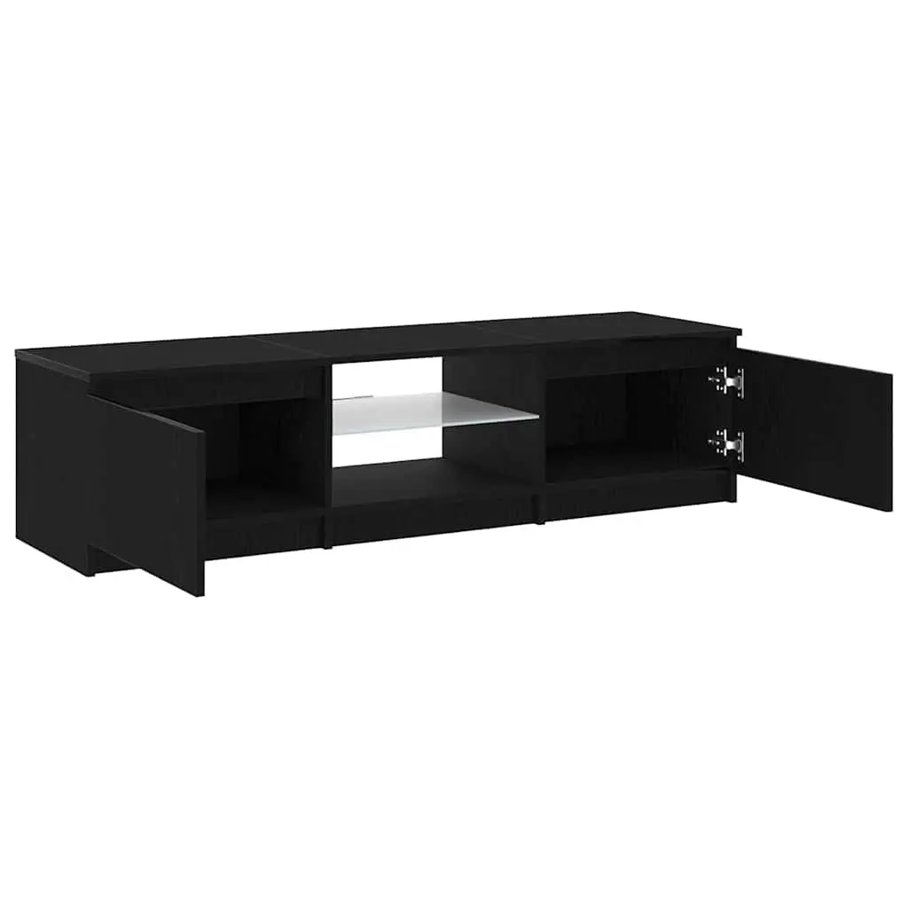 Black Oak TV Cabinet with Shelves