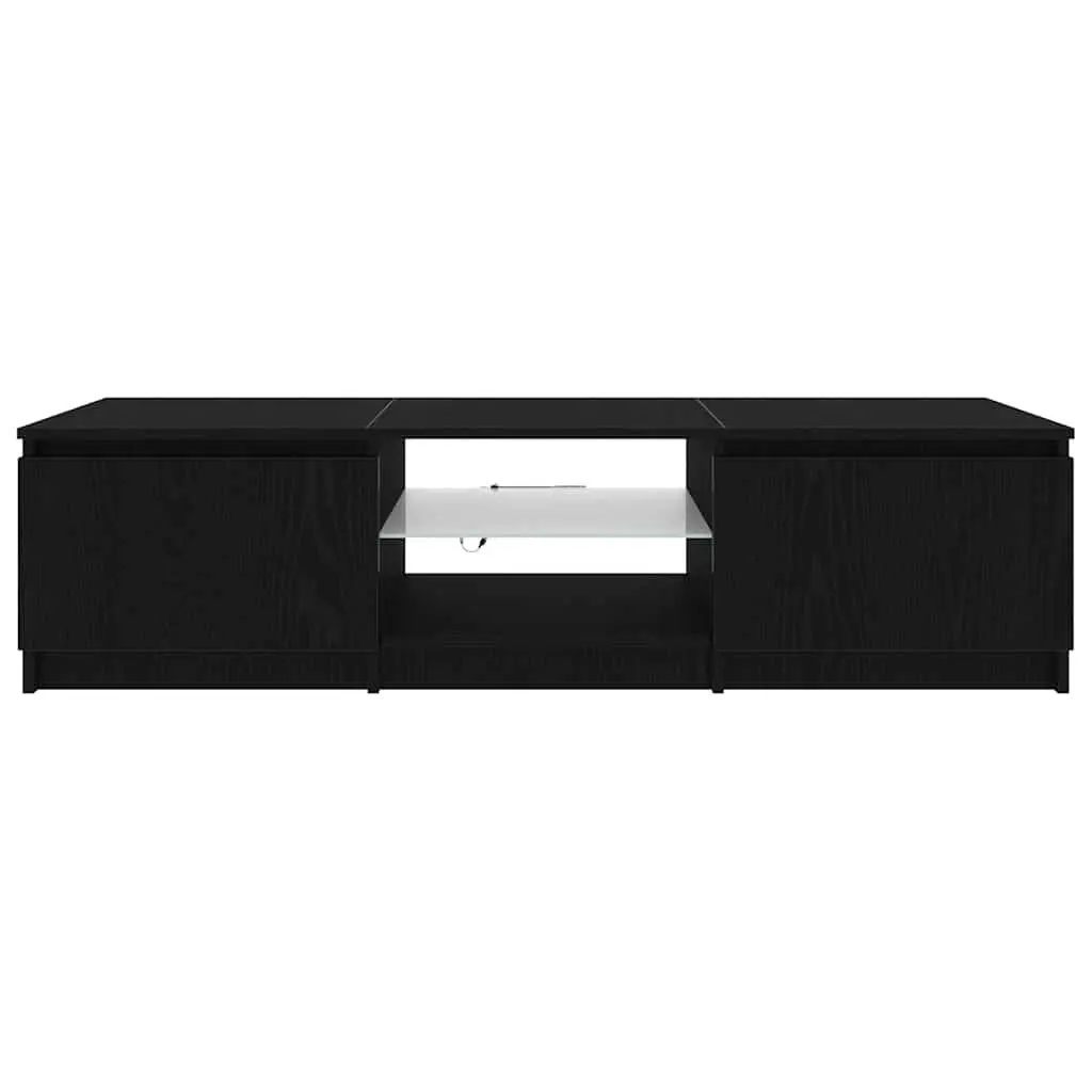 Black Oak TV Cabinet with Shelves