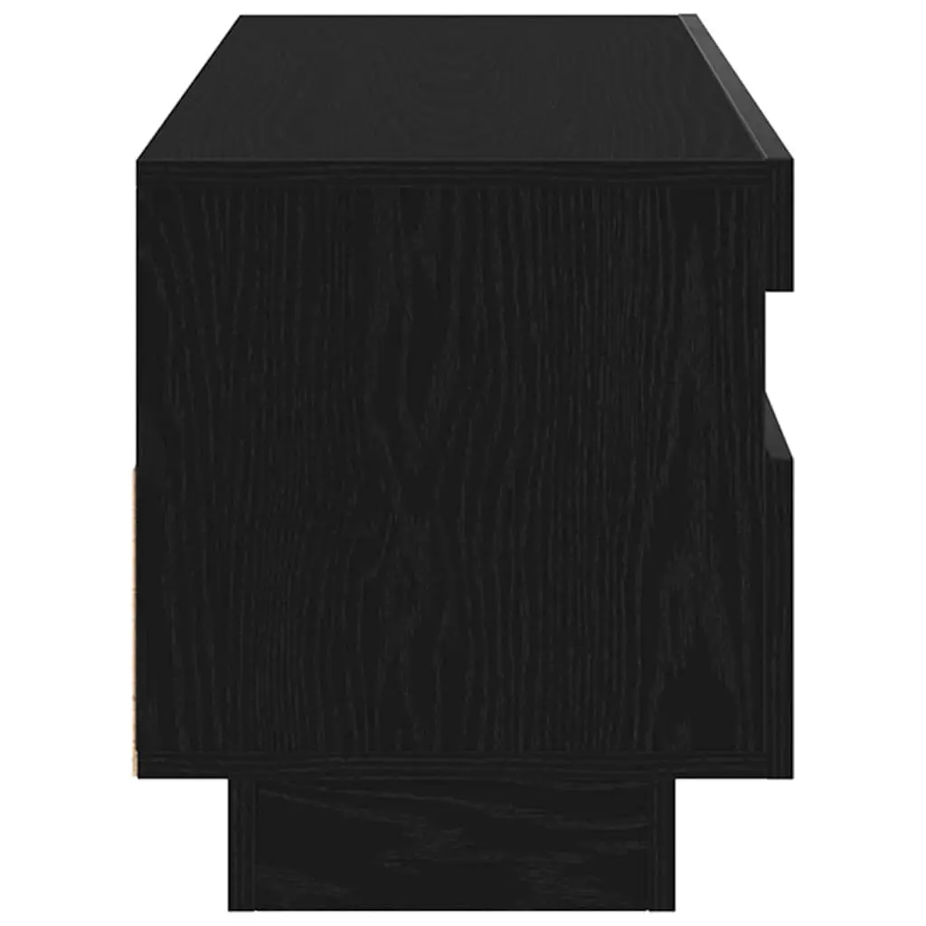 Black TV Stand with LED Lighting and Storage Shelves 80x35x40cm