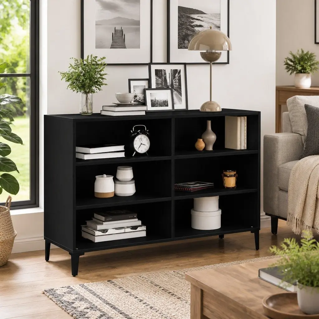Sideboard Black Oak Engineered Wood 103.5 x 35 x 70 cm Storage Cabinet