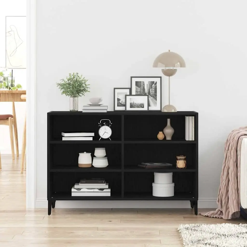 Sideboard Black Oak Engineered Wood 103.5 x 35 x 70 cm Storage Cabinet