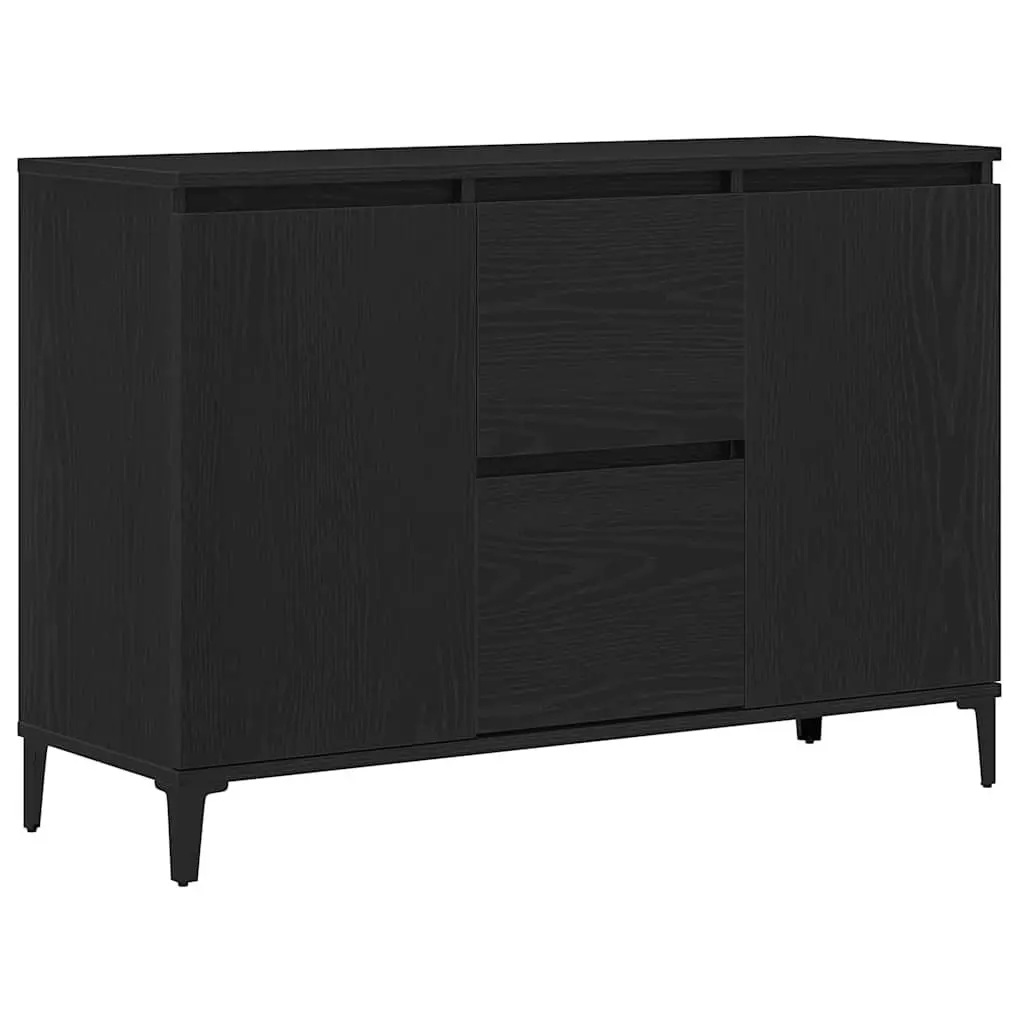 Black Engineered Wood Sideboard Storage Cabinet Dining Room Buffet 104cm