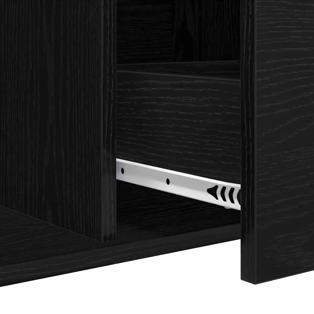 Black Engineered Wood Sideboard Storage Cabinet Dining Room Buffet 104cm