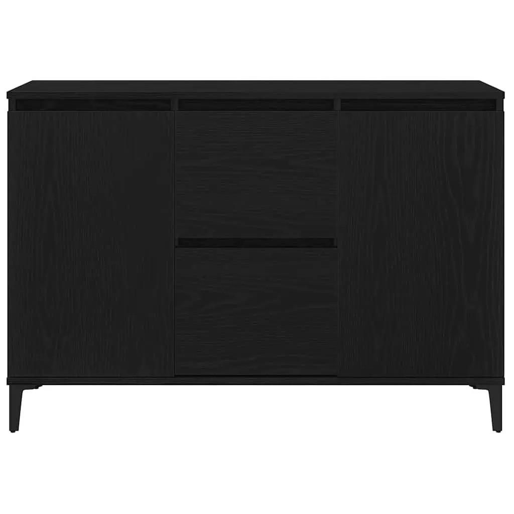 Black Engineered Wood Sideboard Storage Cabinet Dining Room Buffet 104cm