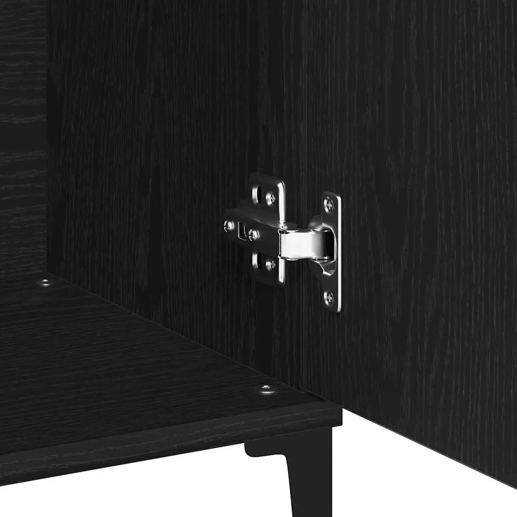 Black Engineered Wood Sideboard Storage Cabinet Dining Room Buffet 104cm