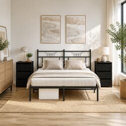 Your Perfect Bedside Companions: Rustic Cabinets in Black Oak