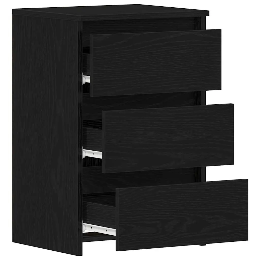 Bedside Cabinet with Drawer 2 pcs Black Oak Rustic Bedroom Storage Nightstand