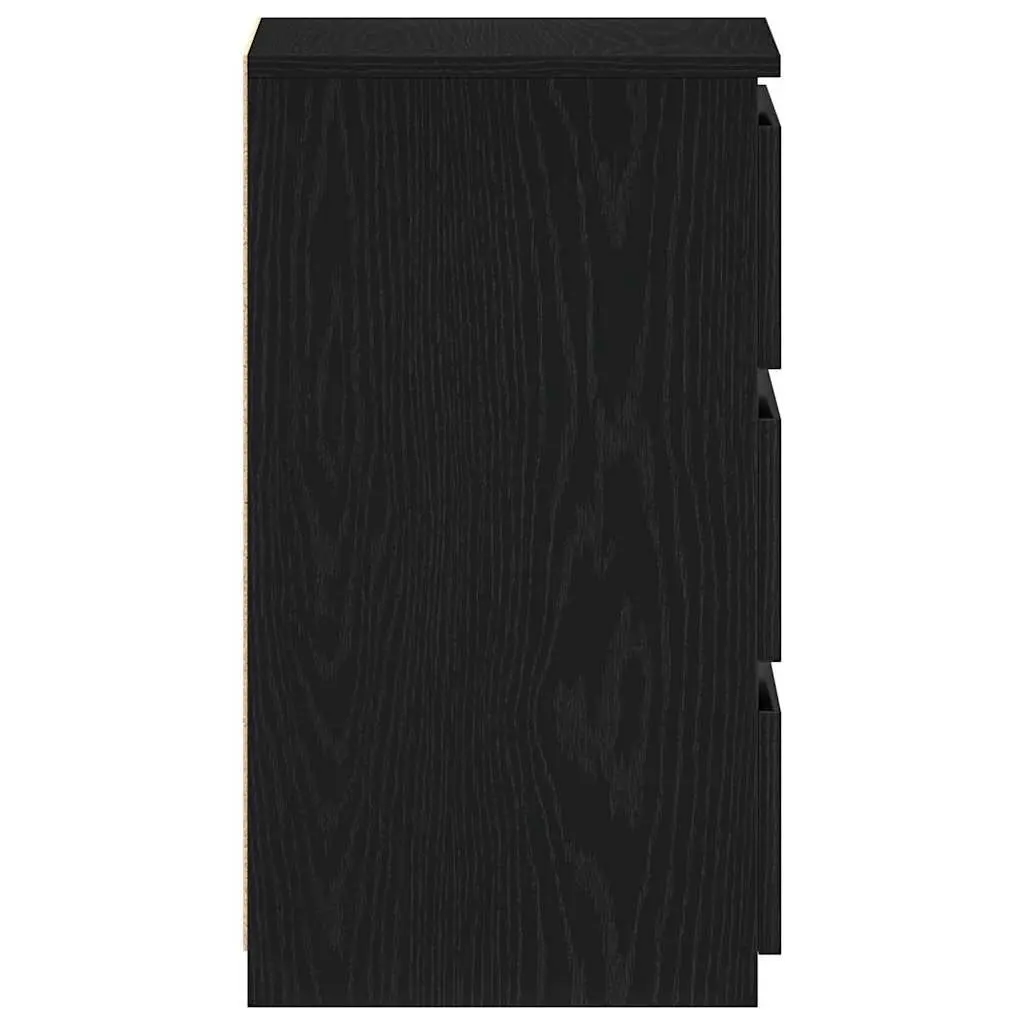 Bedside Cabinet with Drawer 2 pcs Black Oak Rustic Bedroom Storage Nightstand