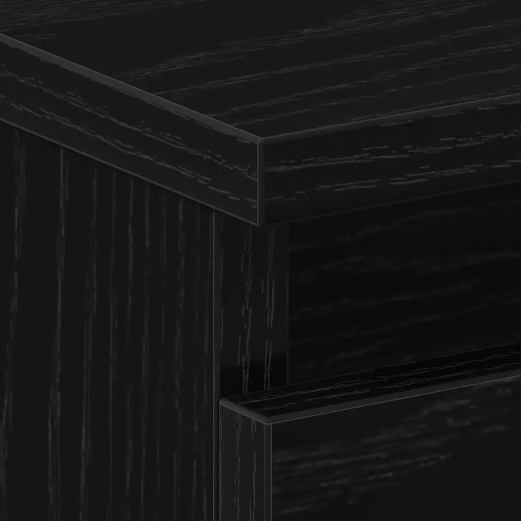Bedside Cabinet with Drawer 2 pcs Black Oak Rustic Bedroom Storage Nightstand