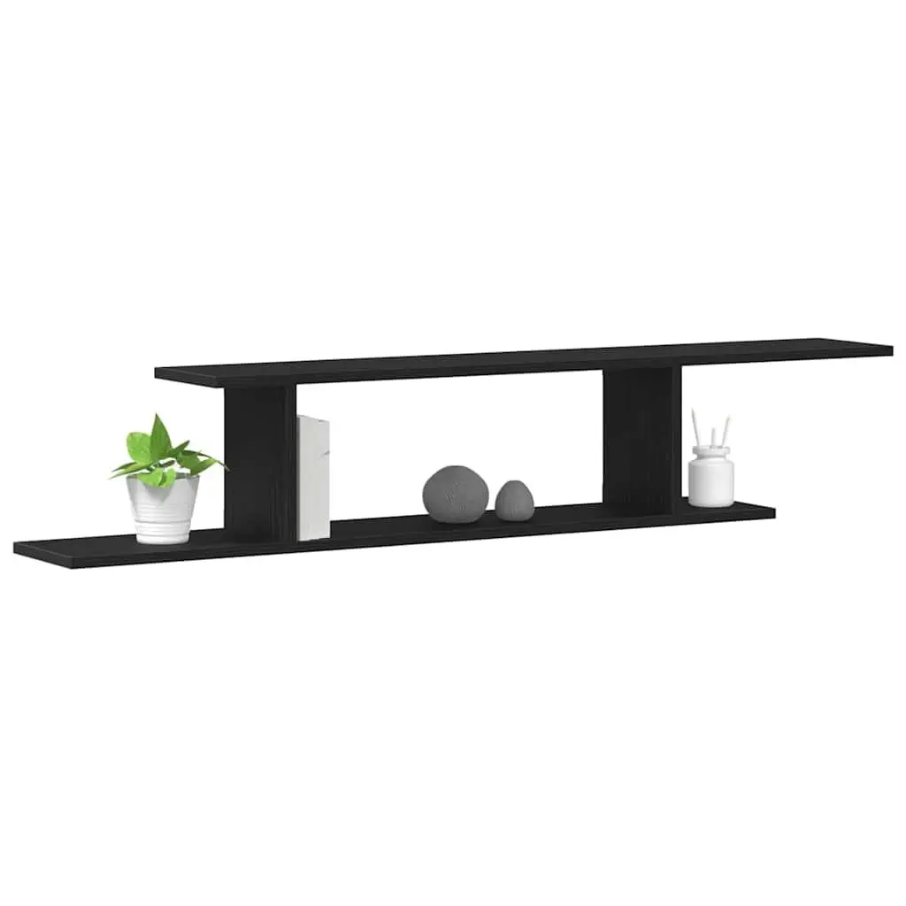 Wall-mounted TV Shelf Modern Black Oak 125cm