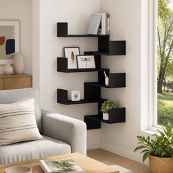 Discover the Black Oak Wall Shelf Set
