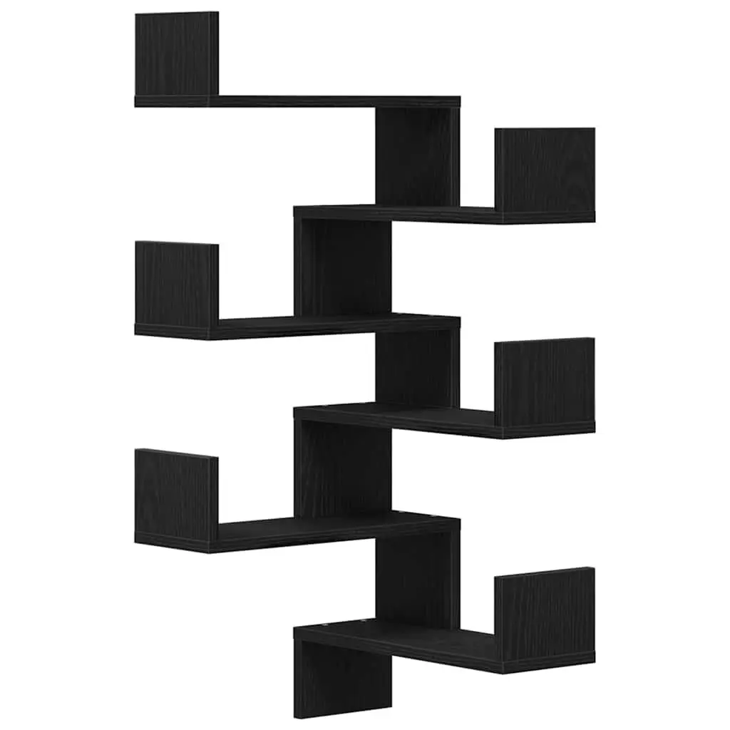 Wall Shelf Modern Black Oak 40 x 40 x 49.5 cm 2 Pieces