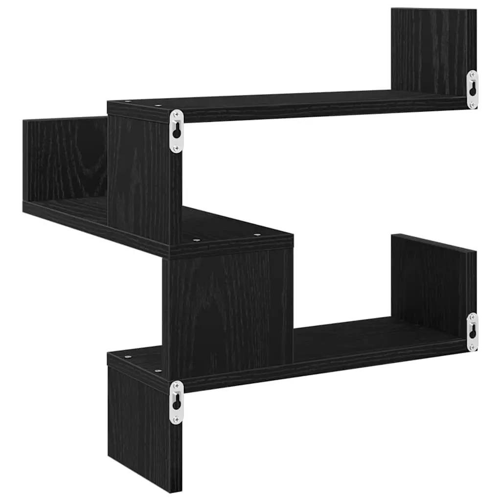 Wall Shelf Modern Black Oak 40 x 40 x 49.5 cm 2 Pieces