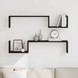 Wall Shelf 2 Pieces Black Oak 100 x 15 x 20 cm Modern Storage Display Shelves
