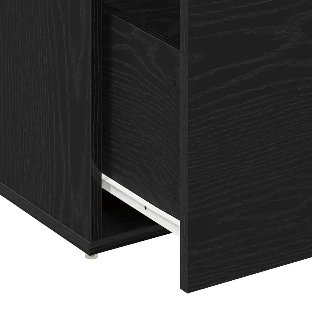 Hall Bench Storage Entryway Seat Black Oak 80x40x45cm Engineered Wood Compact
