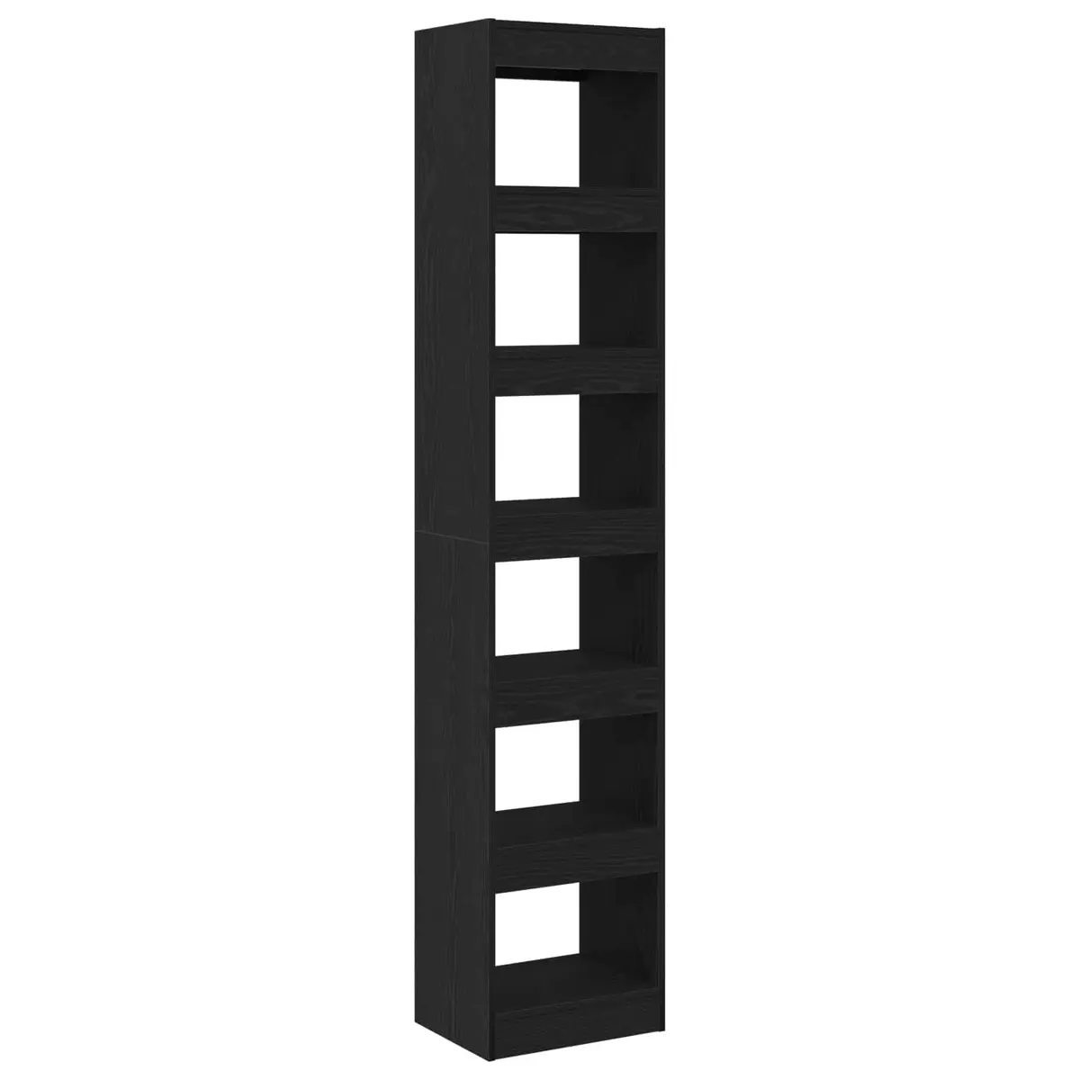 Book Cabinet Black Oak Engineered Wood Freestanding Shelving Unit 198 cm