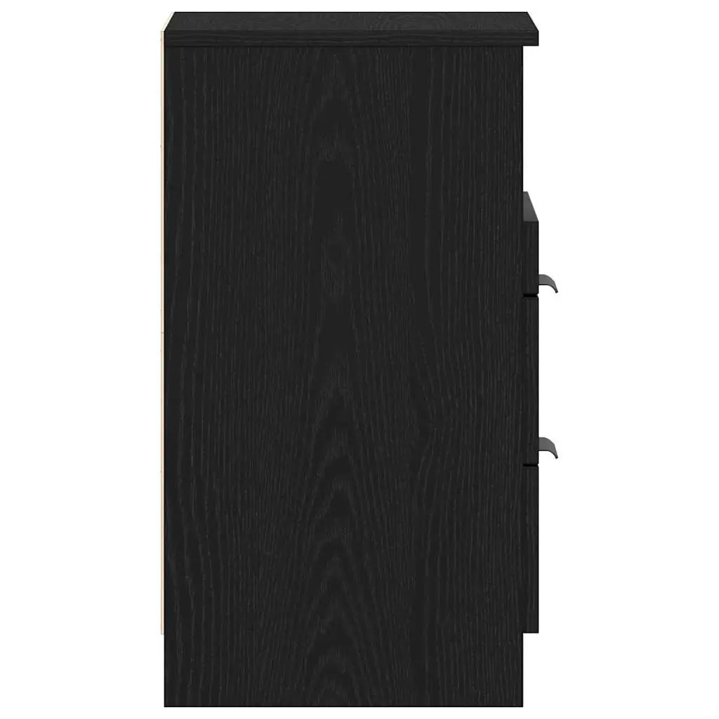 Bedside Cabinet Black Oak Engineered Wood 40x35x65cm Nightstand Drawer Storage