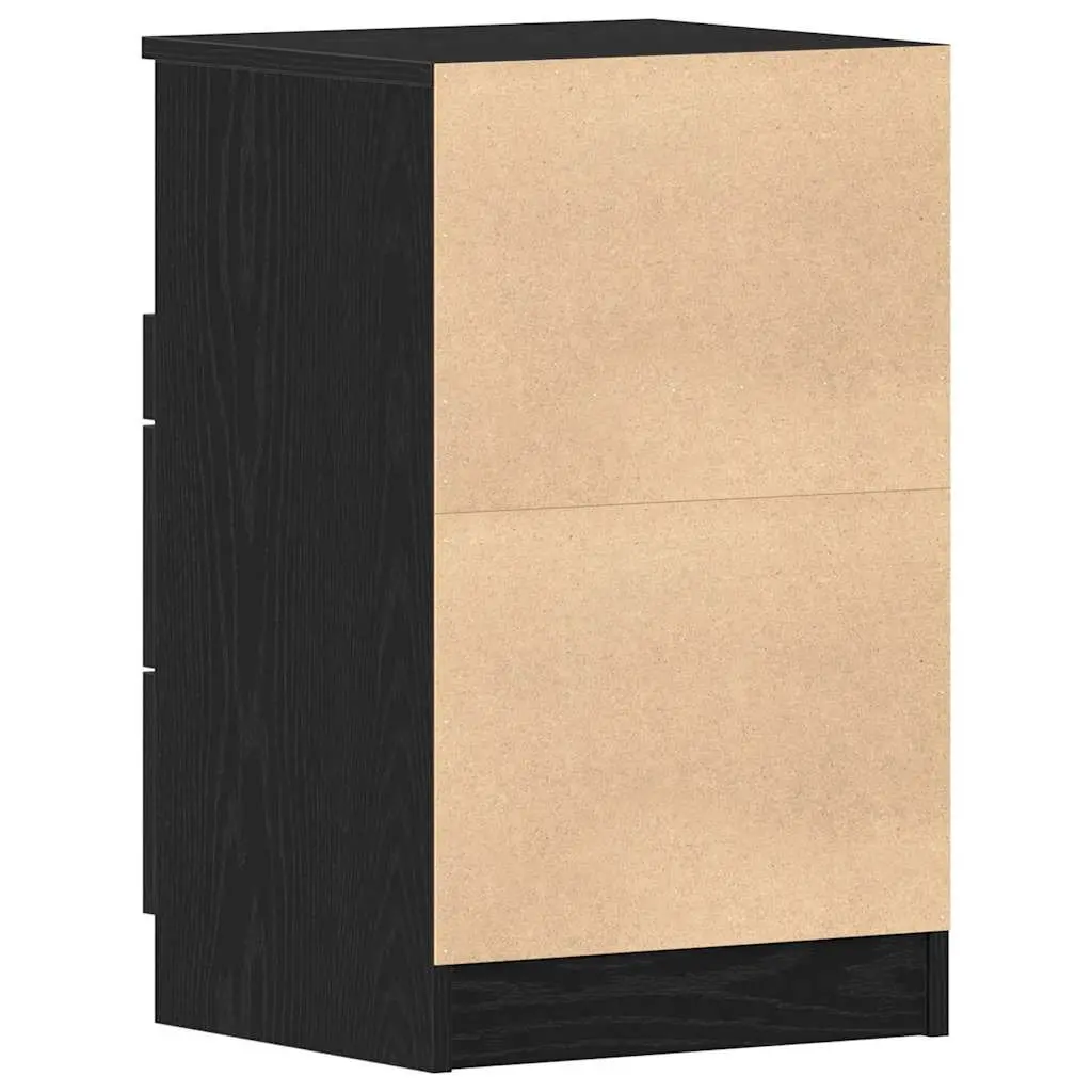 Bedside Cabinet Black Oak Engineered Wood 40x35x65cm Nightstand Drawer Storage