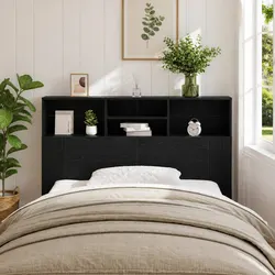 Your Stylish Black Oak Wall-Mounted Headboard Cabinet