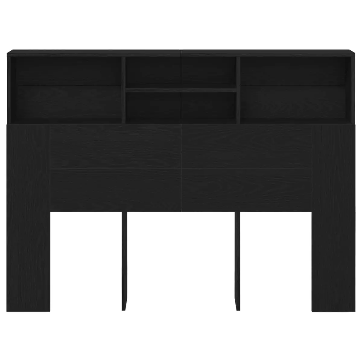 Headboard Cabinet Wall-Mounted Black Oak Modern Bedroom Storage Shelving Unit 140 x 19 x 103.5 cm