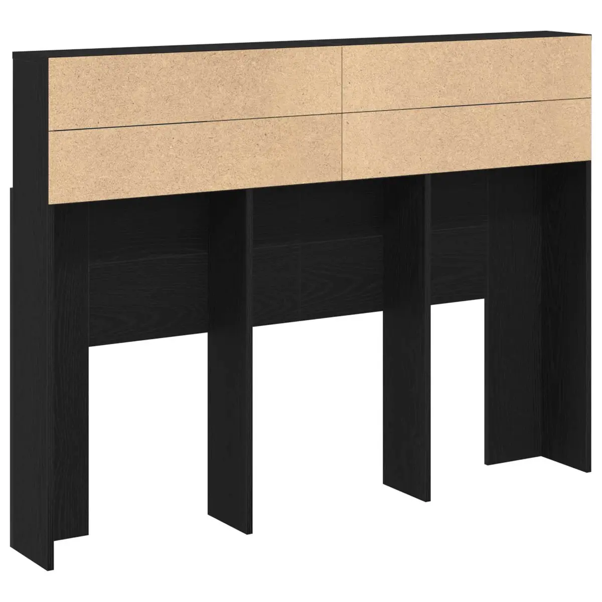 Headboard Cabinet Wall-Mounted Black Oak Modern Bedroom Storage Shelving Unit 140 x 19 x 103.5 cm