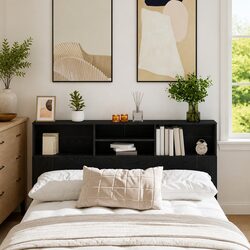 Your Black Oak Wall-Mounted Headboard Cabinet 160cm